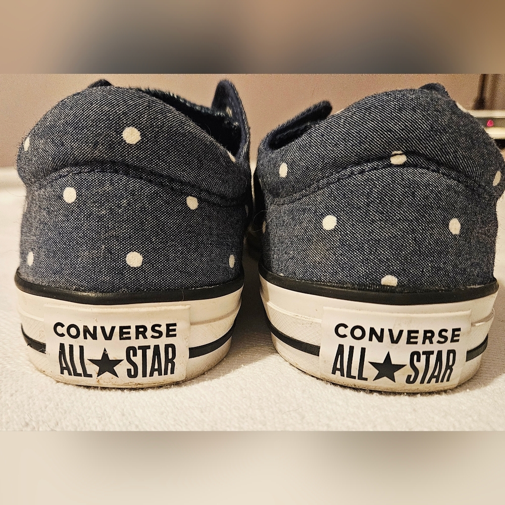 Converse All Star Blue Polka Dot Low Top Sneakers Womans Size 9 Like New - Picture 4 of 6